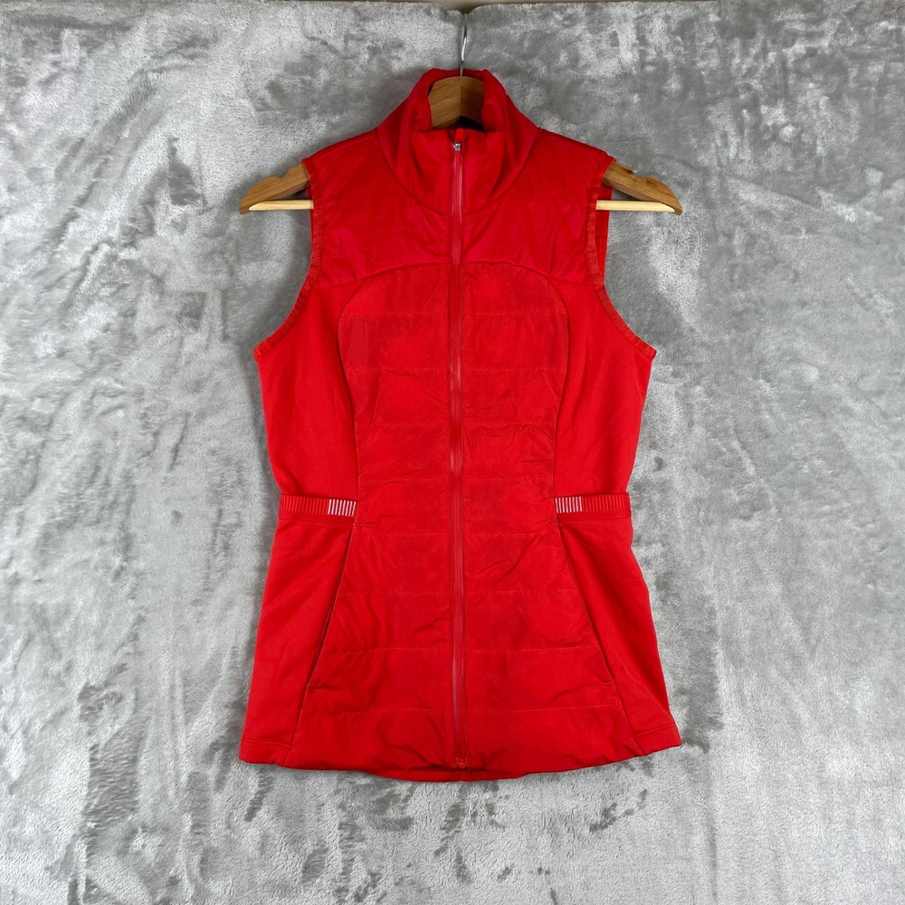 Lululemon Down For It All Vest Women 4 Red Quilted Puffer LW4AQLS